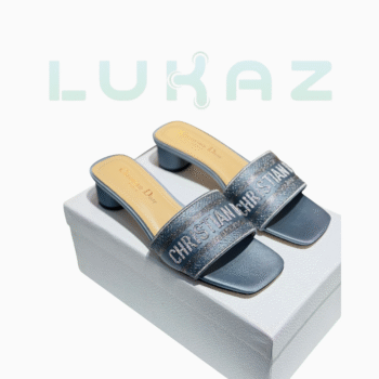 cristian dior mid heel silver